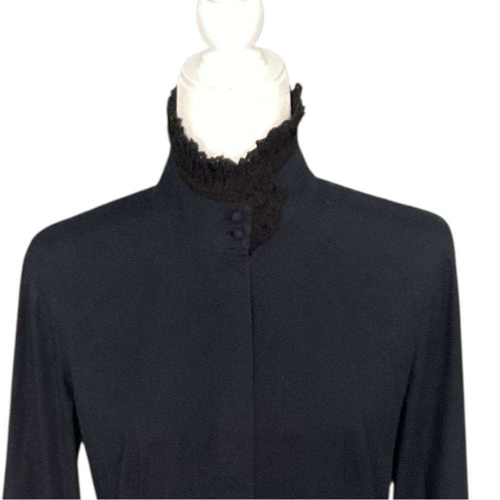 Alexander McQueen Vintage 2007 Black High-Collar Lace Accent Blouse - Picture 7 of 12